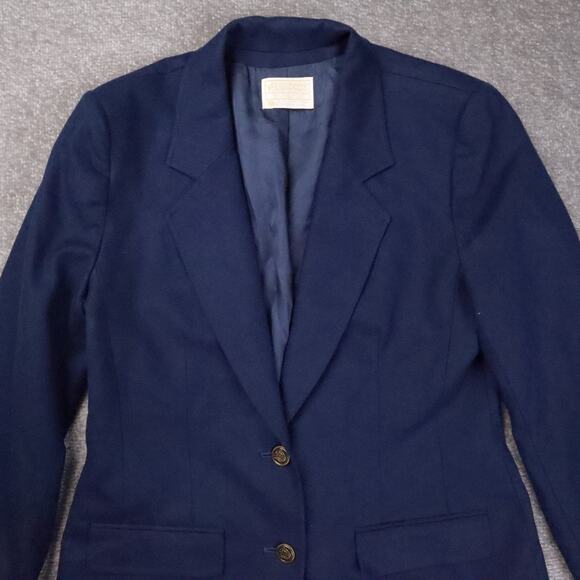 Womens Vintage Pendleton Wool PTP 17 Inches Small Blue Long Sleeve Blazer - Picture 7 of 10